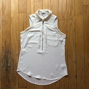 Express Portofino Sleeveless Shirt White Chiffon